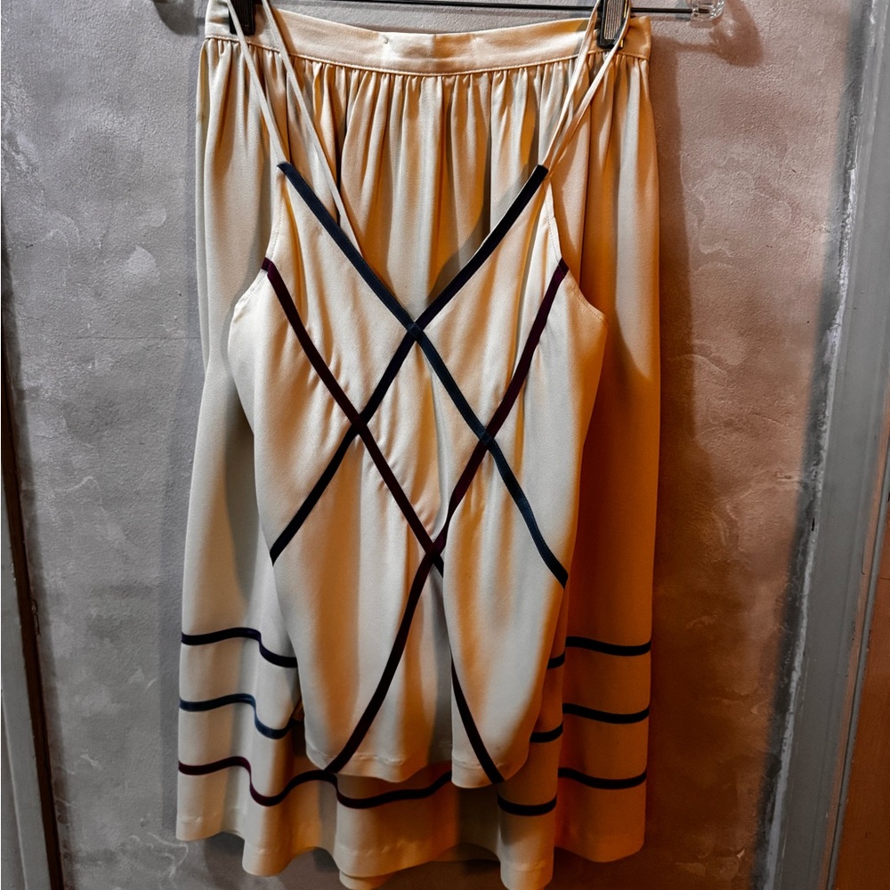 Cream Bubble Midi Skirt with Smocked Details